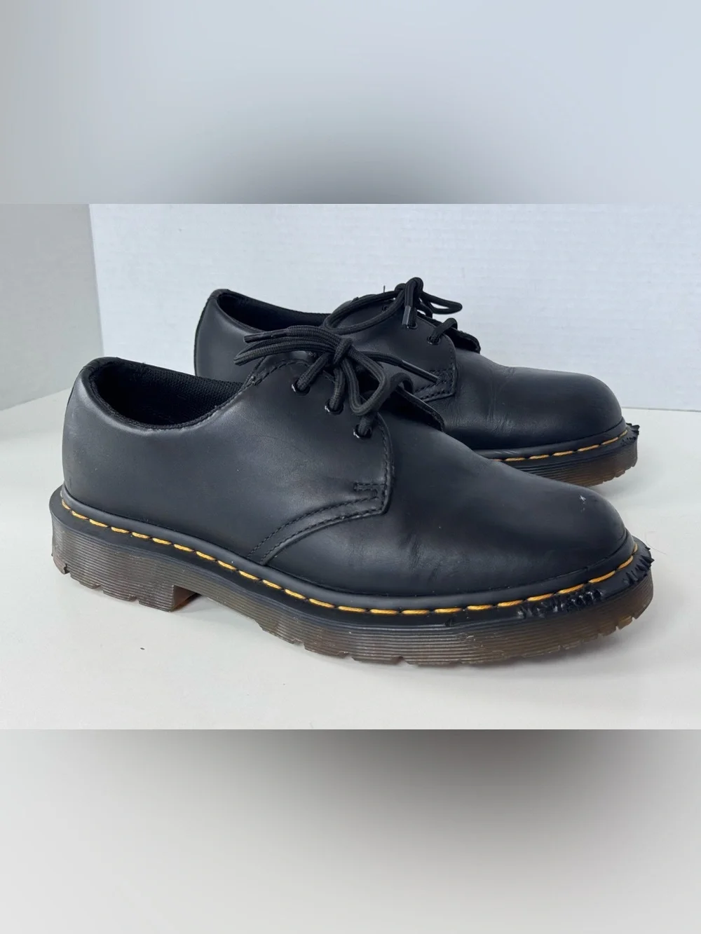 Dr. Martens Black Leather Oxford Lace Up Safety Shoes Slip Resist Women’s Size 8